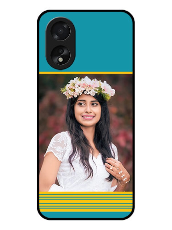 Custom Oppo A38 Custom Glass Phone Case - Yellow & Blue Design