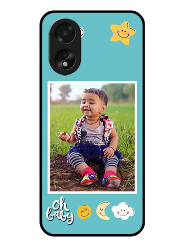 Custom Oppo A38 Custom Glass Phone Case - Smiley Kids Stars Design