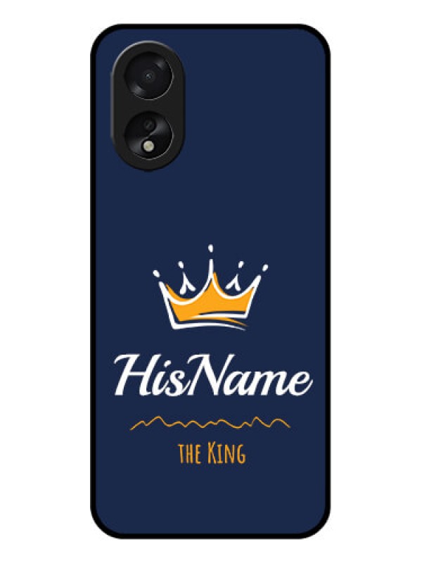 Custom Oppo A38 Custom Glass Phone Case - King With Name Design