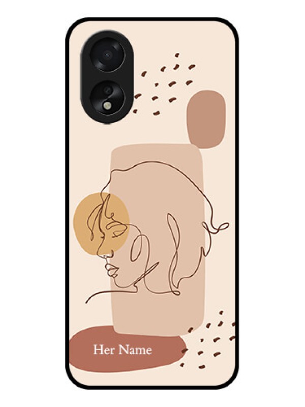 Custom Oppo A38 Custom Glass Phone Case - Calm Woman Line Art Design