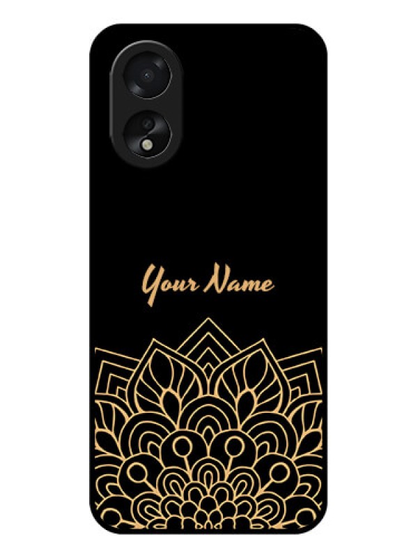Custom Oppo A38 Custom Glass Phone Case - Golden Mandala Design