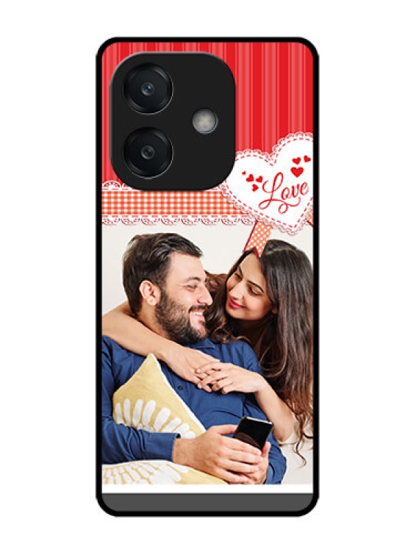 Custom Oppo A3X 4G Custom Glass Phone CaseRed Love Pattern Design