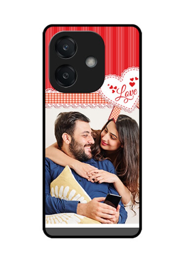Oppo A3X 4G Custom Glass Phone CaseRed Love Pattern Design