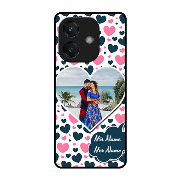 Oppo A3X 4G Custom Glass Phone CasePink and Blue Heart Design Oppo A3X 4G Custom Glass Phone CasePink and Blue Heart Design