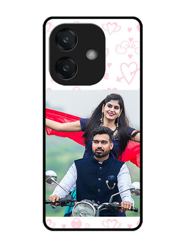 Custom Oppo A3X 4G Custom Glass Phone CasePink Flying Heart Design