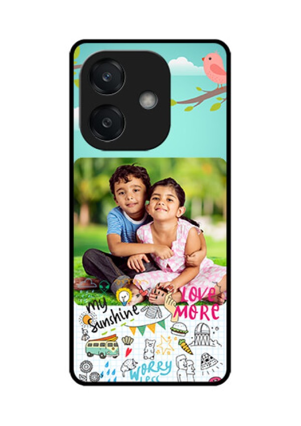 Oppo A3X 4G Custom Glass Phone CaseDoodle Love Design