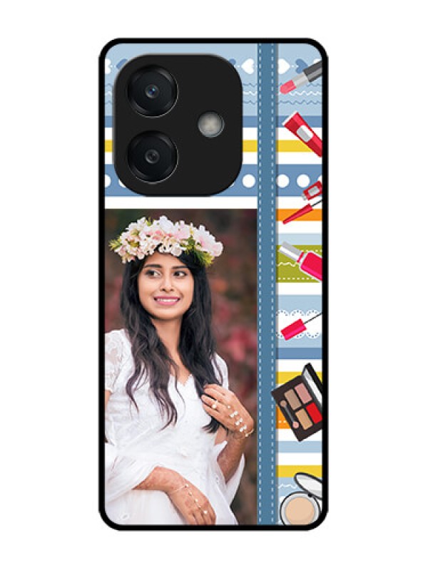Custom Oppo A3X 4G Custom Glass Phone CaseMakeup Icons Design
