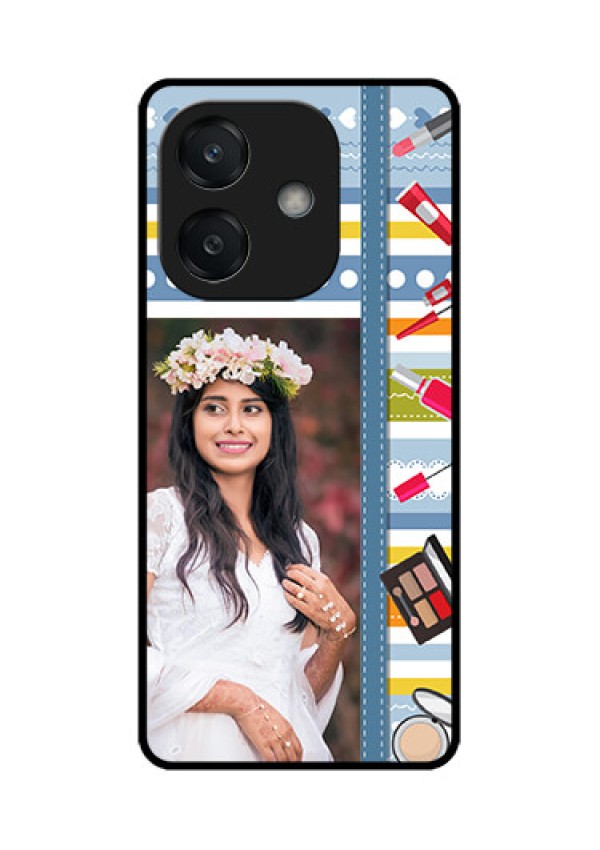 Oppo A3X 4G Custom Glass Phone CaseMakeup Icons Design