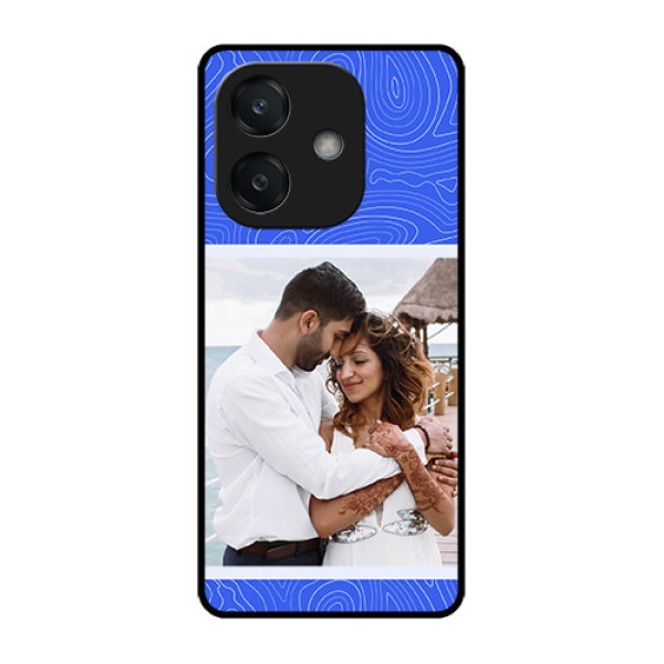 Oppo A3X 4G Custom Glass Phone CaseCurved Line Art With Blue And White Design
