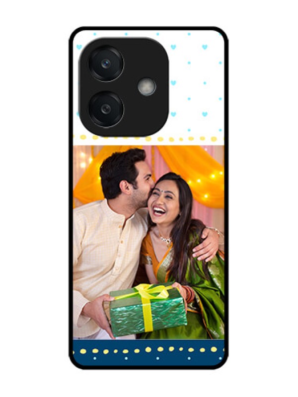 Custom Oppo A3X 5G Custom Glass Phone CaseWhite And Blue Abstract Design