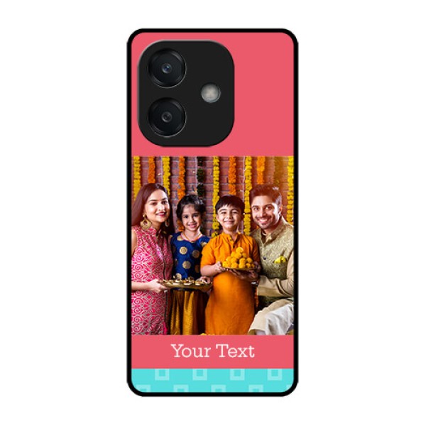 Oppo A3X 5G Custom Glass Phone CasePeach and Blue Color Design