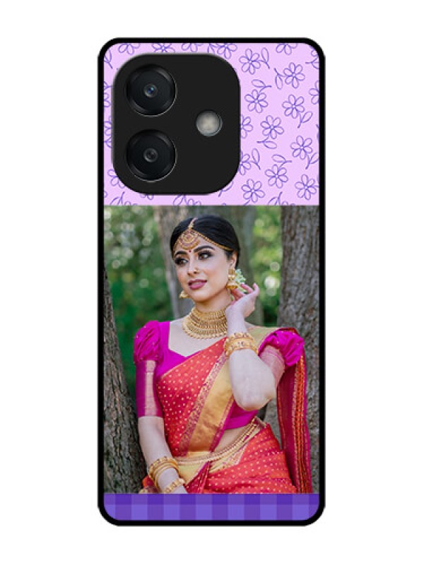 Custom Oppo A3X 5G Custom Glass Phone CasePurple Floral Design