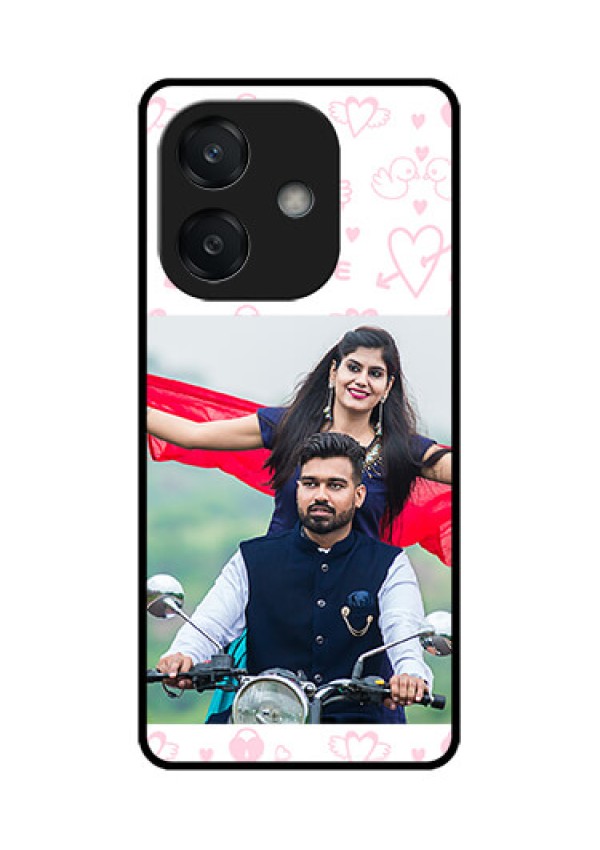 Oppo A3X 5G Custom Glass Phone CasePink Flying Heart Design