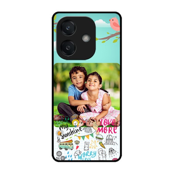 Oppo A3X 5G Custom Glass Phone CaseDoodle Love Design