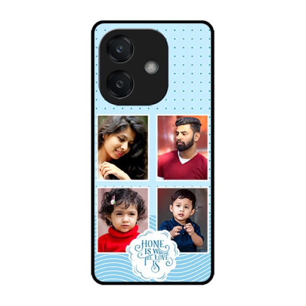 Oppo A3X 5G Custom Glass Phone CaseCute Love Quote With 4 Pic Upload Design