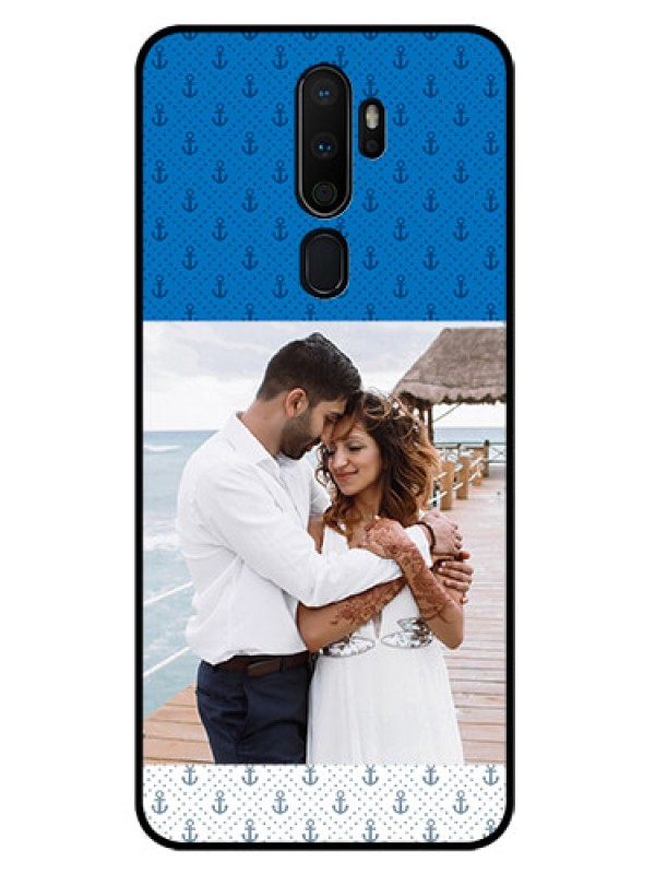 Custom Oppo A5 2020 Photo Printing on Glass Case  - Blue Anchors Design
