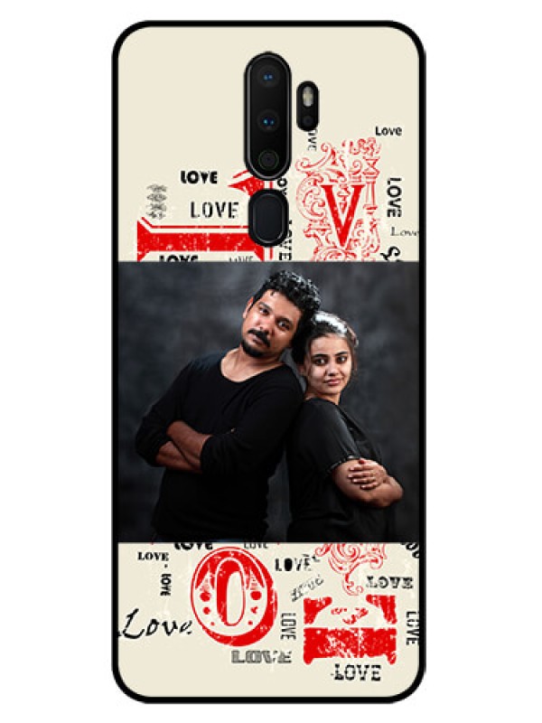 Custom Oppo A5 2020 Photo Printing on Glass Case  - Trendy Love Design Case