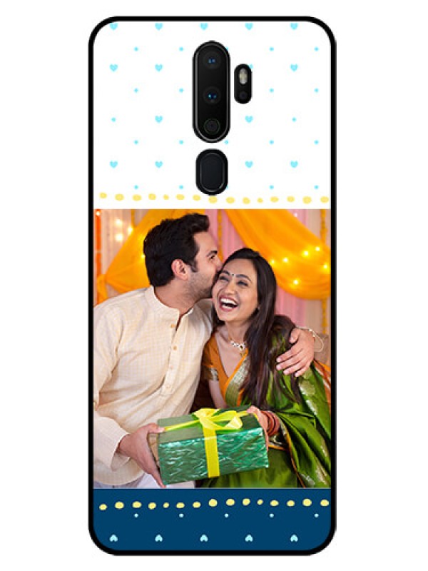 Custom Oppo A5 2020 Personalized Glass Phone Case  - White and Blue Abstract Design