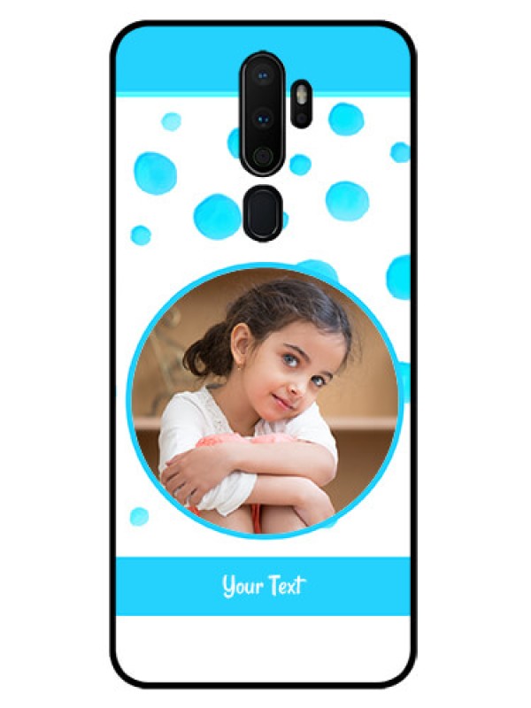 Custom Oppo A5 2020 Photo Printing on Glass Case  - Blue Bubbles Pattern Design