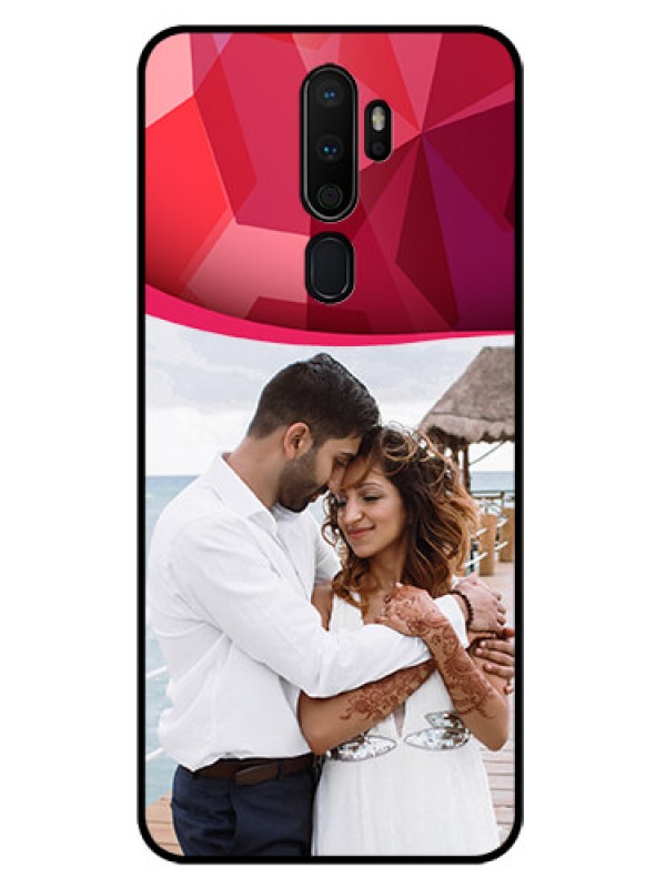 Custom Oppo A5 2020 Custom Glass Mobile Case  - Red Abstract Design