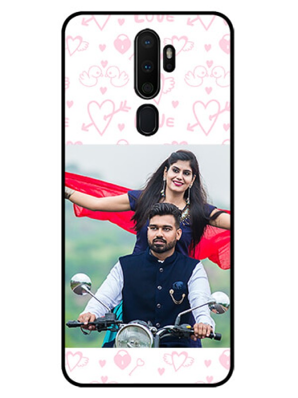 Custom Oppo A5 2020 Custom Glass Mobile Case  - Pink Flying Heart Design