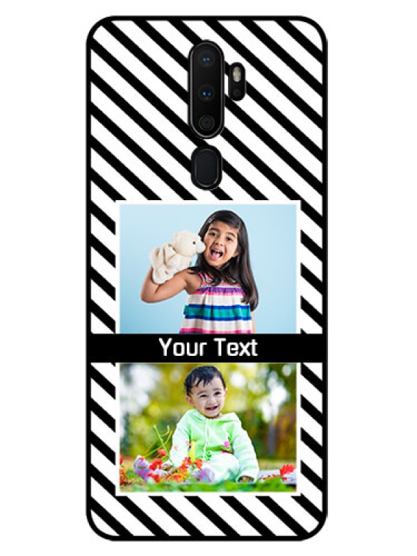 Custom Oppo A5 2020 Photo Printing on Glass Case  - Black And White Stripes Design