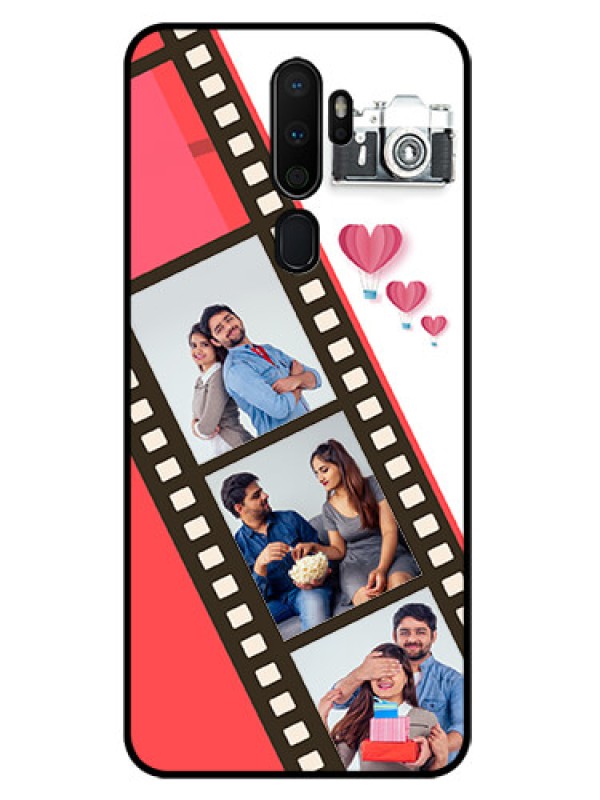 Custom Oppo A5 2020 Personalized Glass Phone Case  - 3 Image Holder with Film Reel
