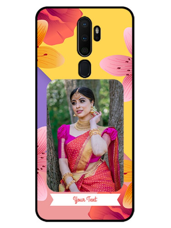 Custom Oppo A5 2020 Custom Glass Mobile Case  - 3 Image With Vintage Floral Design