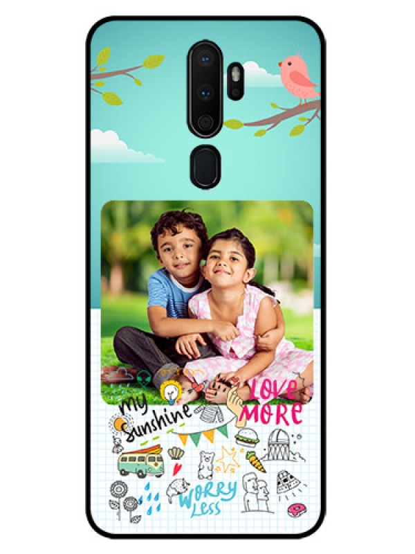 Custom Oppo A5 2020 Photo Printing on Glass Case  - Doodle love Design
