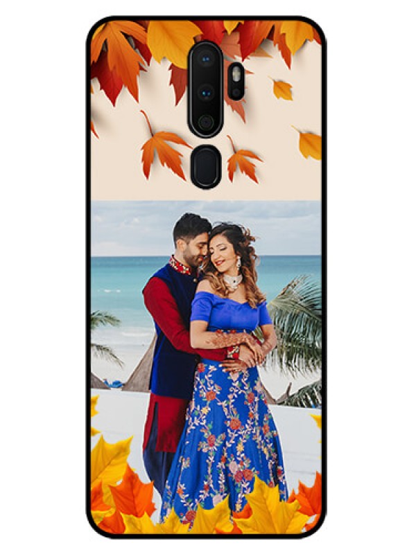 Custom Oppo A5 2020 Photo Printing on Glass Case  - Autumn Maple Leaves Design