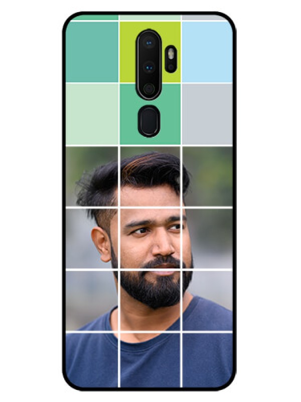 Custom Oppo A5 2020 Photo Printing on Glass Case  - with white box pattern 