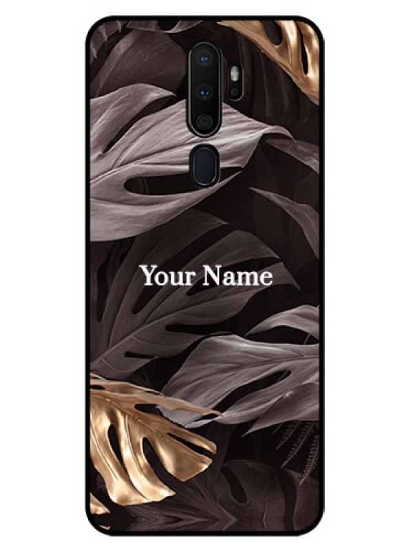 Custom Oppo A5 2020 Personalised Glass Phone Case - Wild Leaves digital paint Design