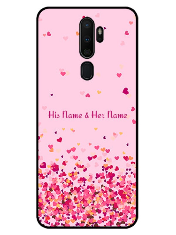 Custom Oppo A5 2020 Photo Printing on Glass Case - Floating Hearts Design