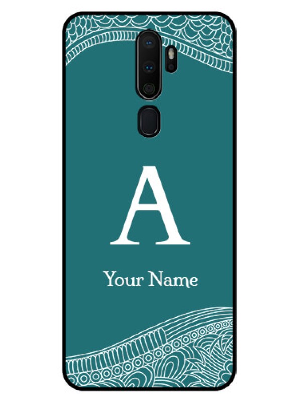Custom Oppo A5 2020 Personalized Glass Phone Case - line art pattern with custom name Design