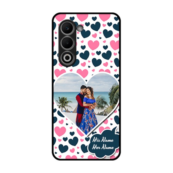 Oppo A5 5G Custom Glass Phone Case - Pink & Blue Heart Design Oppo A5 5G Custom Glass Phone Case - Pink & Blue Heart Design