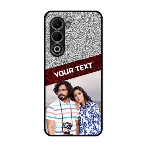Oppo A5 5G Custom Glass Phone Case - Image Holder With Glitter Strip Design