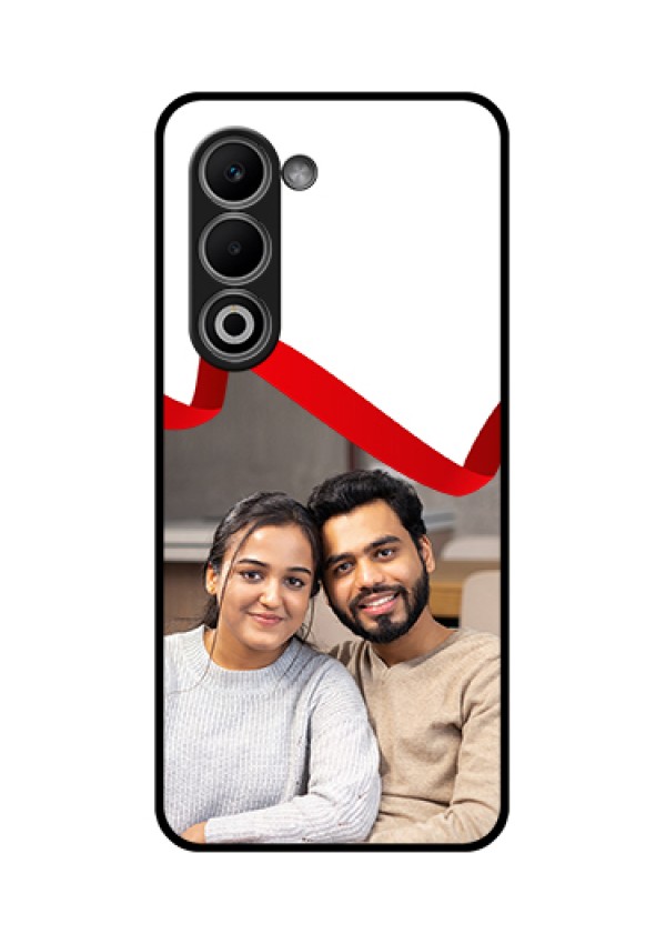 Oppo A5 5G Custom Glass Phone Case - Red Ribbon Frame Design