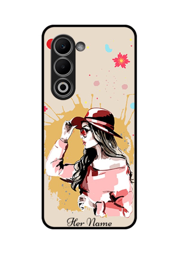 Oppo A5 5G Custom Glass Phone Case - Women With Pink Hat Design