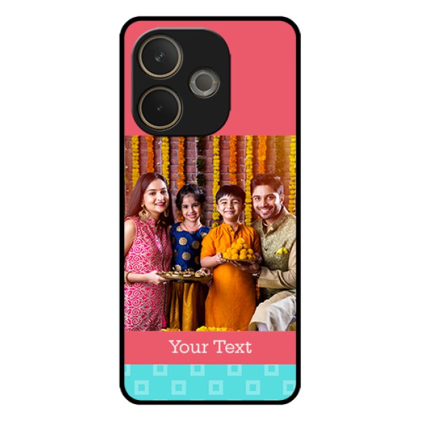 Oppo A5 Pro 5G Custom Glass Phone Case - Peach & Blue Color Design