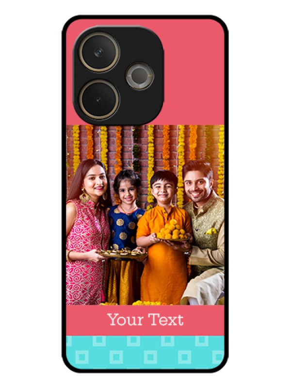 Custom Oppo A5 Pro 5G Custom Glass Phone Case - Peach & Blue Color Design