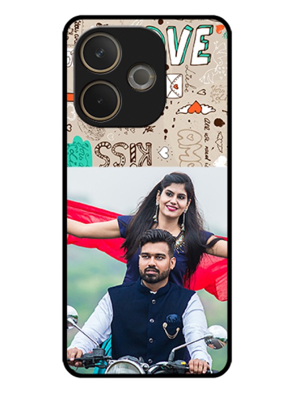 Custom Oppo A5 Pro 5G Custom Glass Phone Case - Love Doodle Pattern