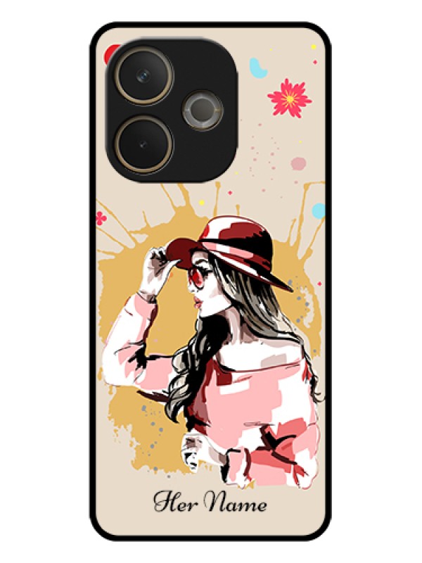 Custom Oppo A5 Pro 5G Custom Glass Phone Case - Women With Pink Hat Design