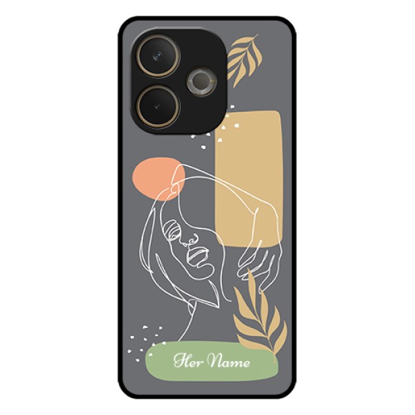 Oppo A5 Pro 5G Custom Glass Phone Case - Gazing Woman Line Art Design Oppo A5 Pro 5G Custom Glass Phone Case - Gazing Woman Line Art Design