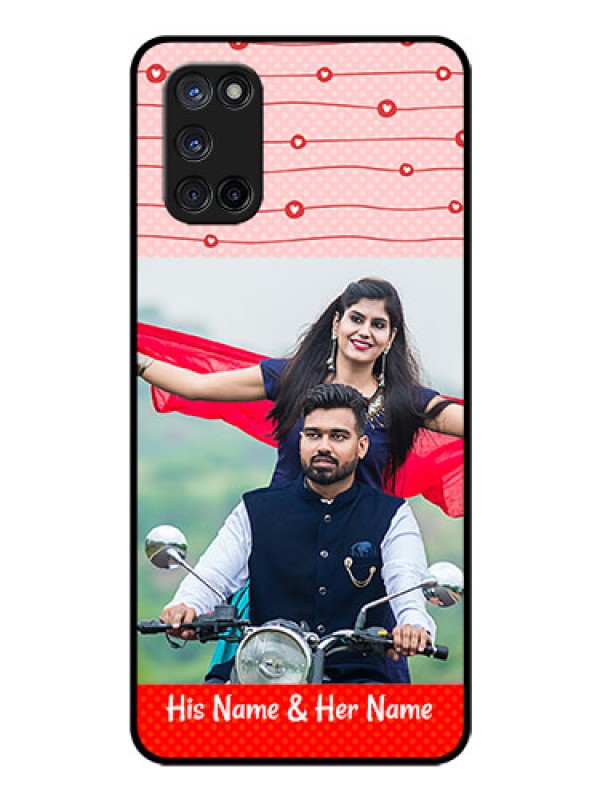 Custom Oppo A52 Personalized Glass Phone Case - Red Pattern Case Design