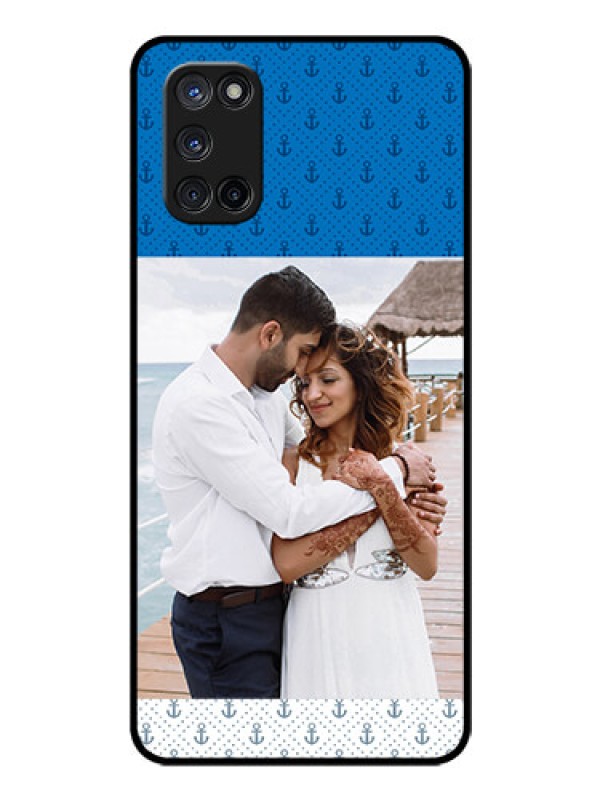Custom Oppo A52 Photo Printing on Glass Case - Blue Anchors Design