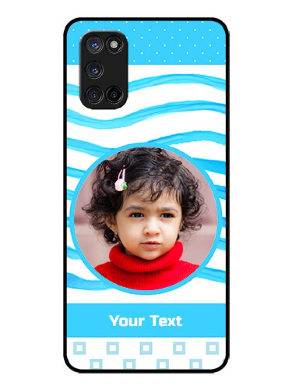 Custom Oppo A52 Custom Glass Phone Case - Simple Blue Case Design