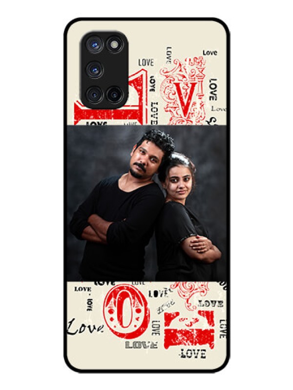 Custom Oppo A52 Photo Printing on Glass Case - Trendy Love Design Case