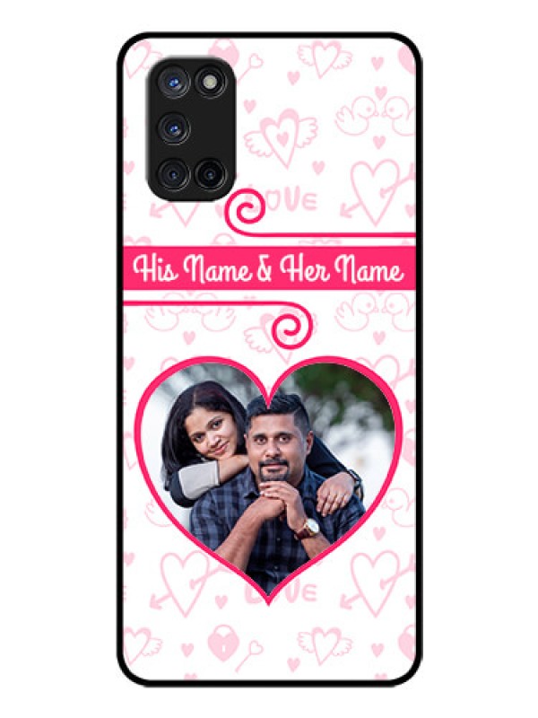 Custom Oppo A52 Personalized Glass Phone Case - Heart Shape Love Design