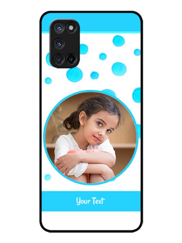 Custom Oppo A52 Photo Printing on Glass Case - Blue Bubbles Pattern Design