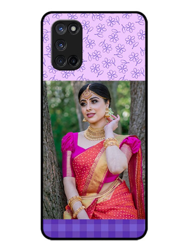 Custom Oppo A52 Custom Glass Phone Case - Purple Floral Design